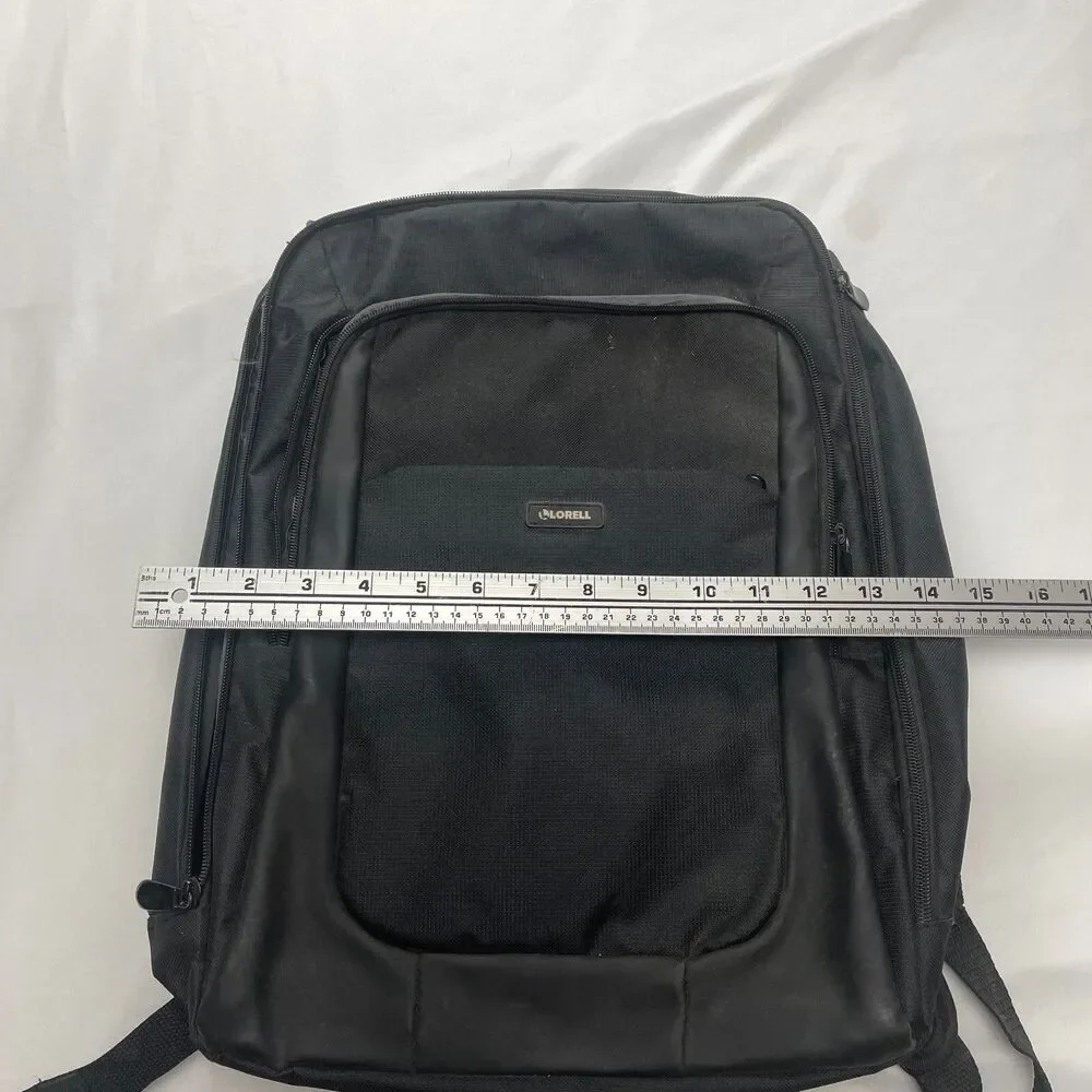 Lorell Laptop Backpack 17x14 Black Zip Pockets Straps Gaming Work Casual Adult